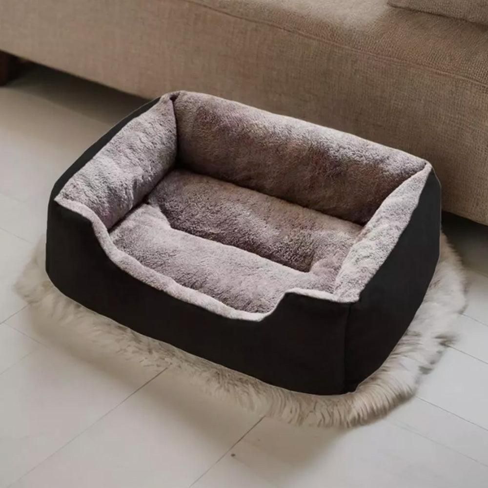 Rectangle Pet Bed for Dogs Cats Beds Warming Soft Calming Sleeping Puppy Bed Black - L