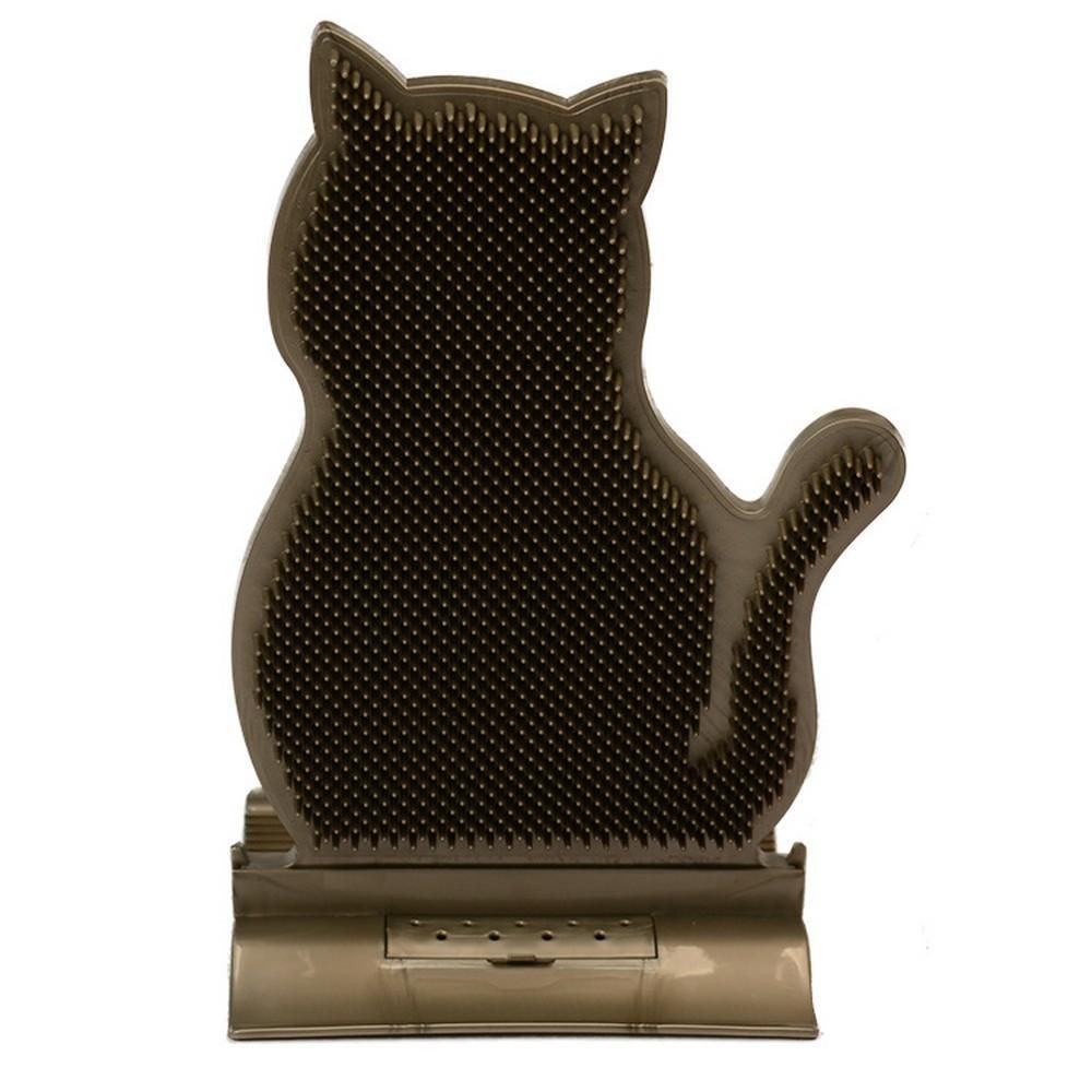 1pc Cat Self Groomer Brush Cat Face Massager Pet Rubbing Post - Coffee