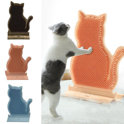 1pc Cat Self Groomer Brush Cat Face Massager Pet Rubbing Post - Coffee
