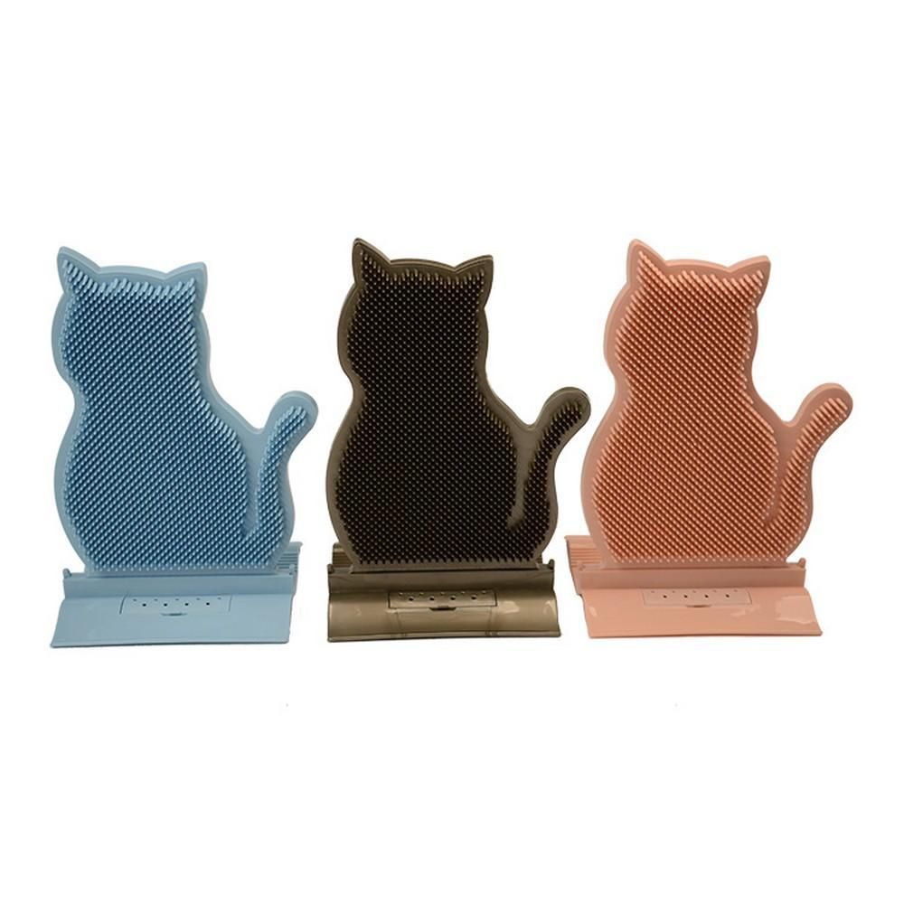 1pc Cat Self Groomer Brush Cat Face Massager Pet Rubbing Post - Coffee