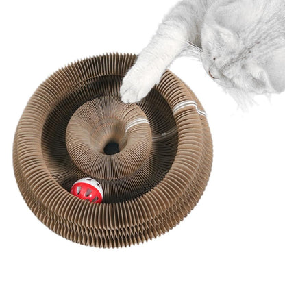 Organ Cat Toy Transformable Interactive Cardboard Toy with Track and Bell Ball