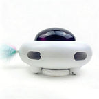 Automatic Electric Cat Toy with Feather Wand USB Rechargeable UFO