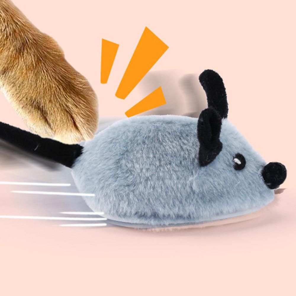 Squeaky Escaping Mouse Toy Light-up Auto Moving Rechargeable Interactive Cat Toy Grey