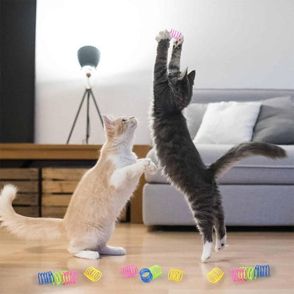 40Pcs Cat Spring Toys Colorful Cat Spiral Bouncy Toys Interactive Toys for Cats and Kittens