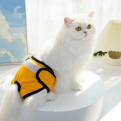 Washable Female Pet Nappy Diaper Dog Cat Physiological Pants Yellow - L