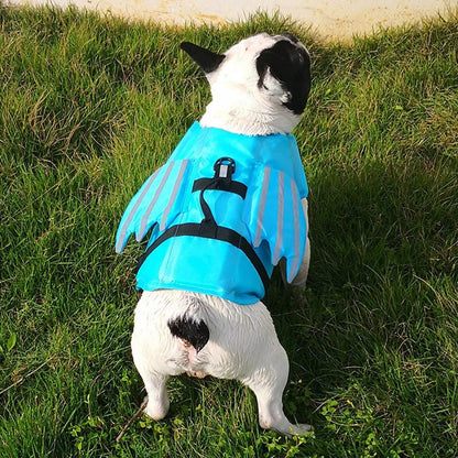 Dog Life Jacket Wings Pet Life Vest Adjustable Dog Flotation Swim Vest Blue - M