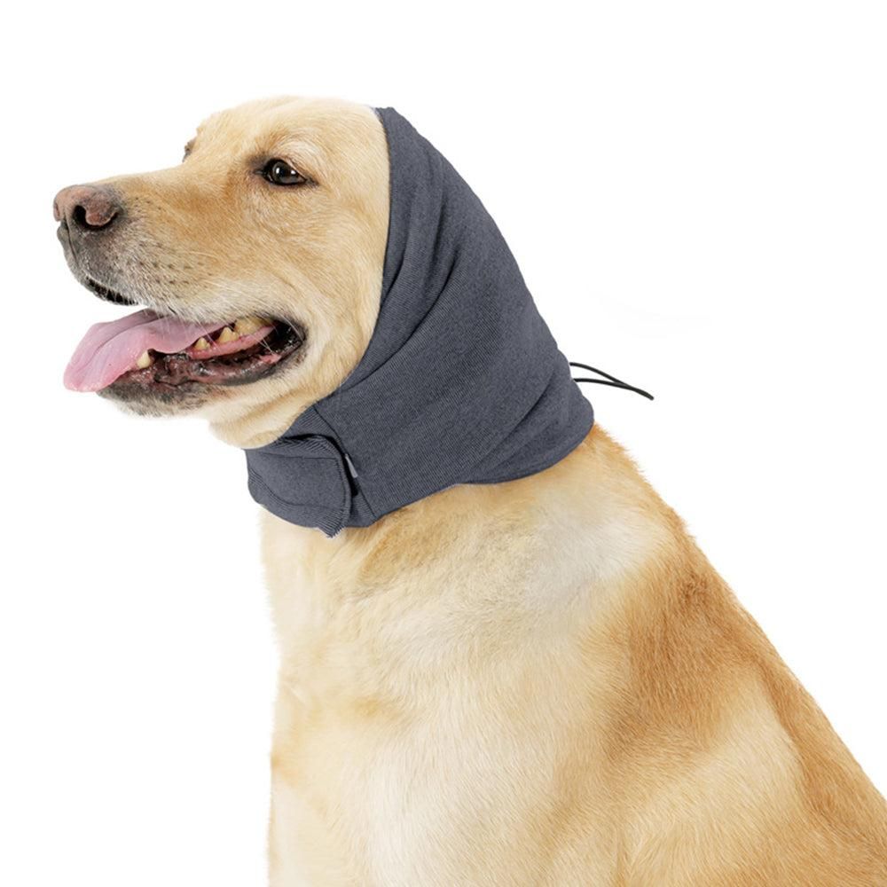 Dog Calming Ear Wraps Ear Protection Cover Pet Dog Head Muff Dark Gray - S