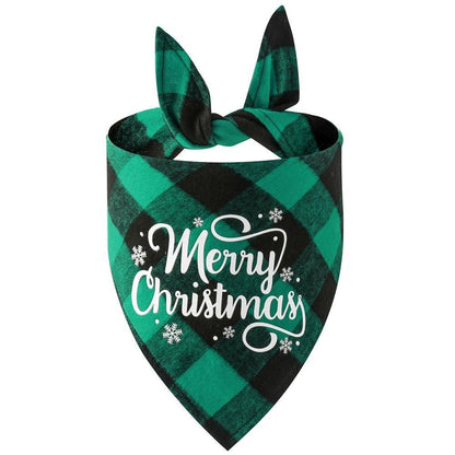 Christmas Pet Triangle Scarf Dog Bandana Pet Wearable Accessories Red Grid - Elk