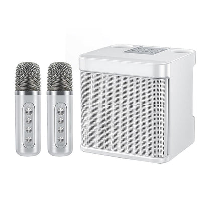 Portable Karaoke Machine with 2 Wireless Microphones Portable Bluetooth Speaker for Family Party Singing Black
