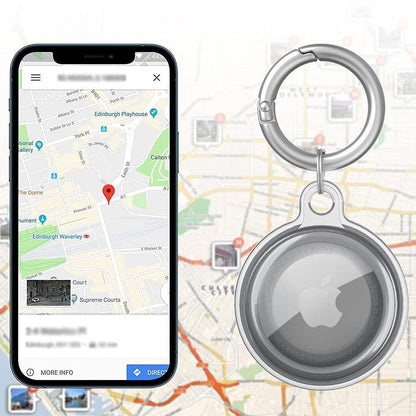 For Apple AirTag Case Clear TPU Protective Cover with Key Ring Black
