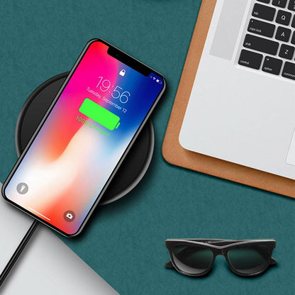 10W Qi Wireless Fast Charger with 1m USB Charging Cable for Smartphones - Silver