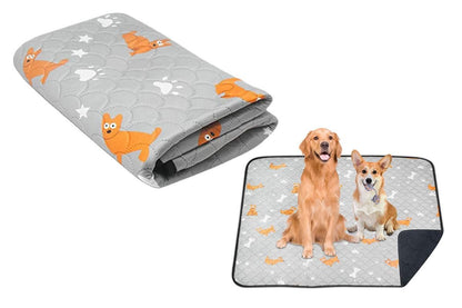 2Pcs Washable Pet Dog Training Pee Pad Reusable Absorbent Cushion Pet Pee Mat-Light Gray L