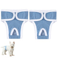 2pcs Dog Diapers Reusable Washable Nappy Wraps Panties for Pets Period Underpants-Blue L