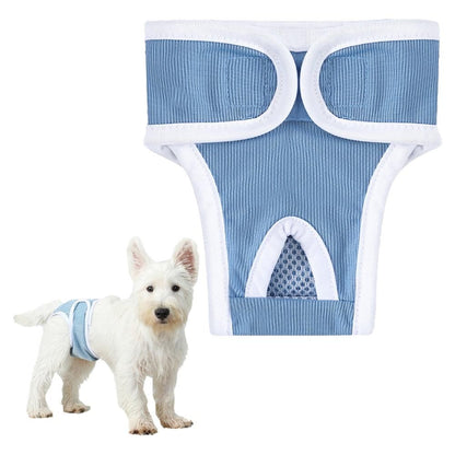 2pcs Dog Diapers Reusable Washable Nappy Wraps Panties for Pets Period Underpants-Blue 2XL