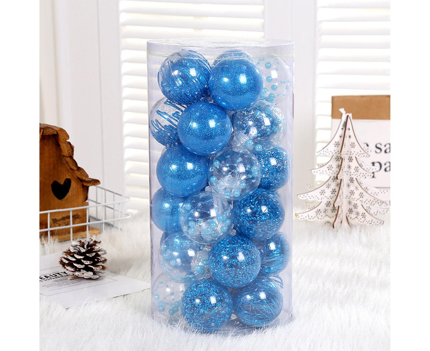 30Pcs Decorative DIY Tree Hanging Balls-Lake Blue 6cm