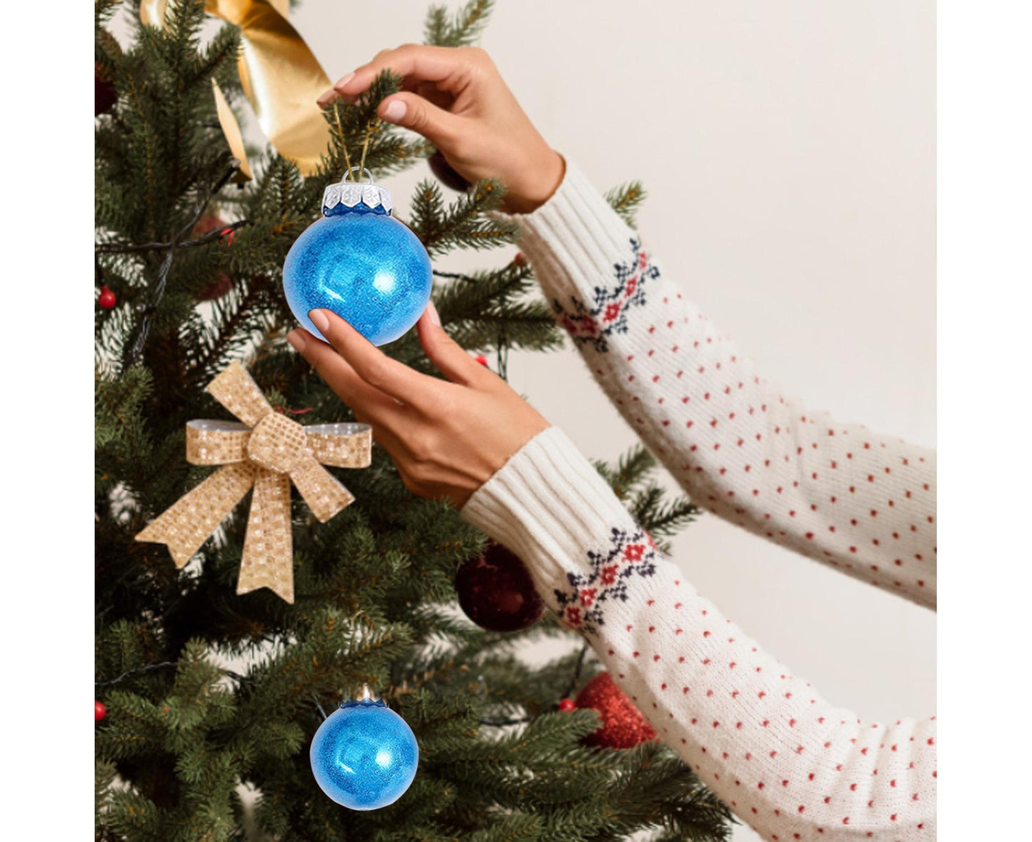 30Pcs Decorative DIY Tree Hanging Balls-Lake Blue 6cm