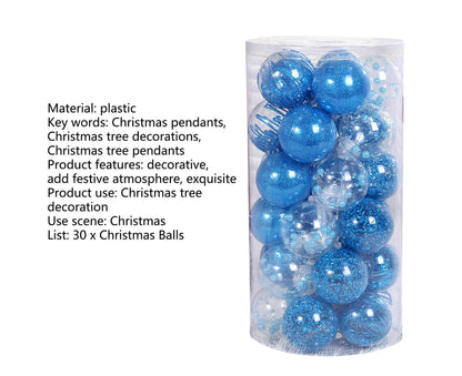 30Pcs Decorative DIY Tree Hanging Balls-Lake Blue 6cm
