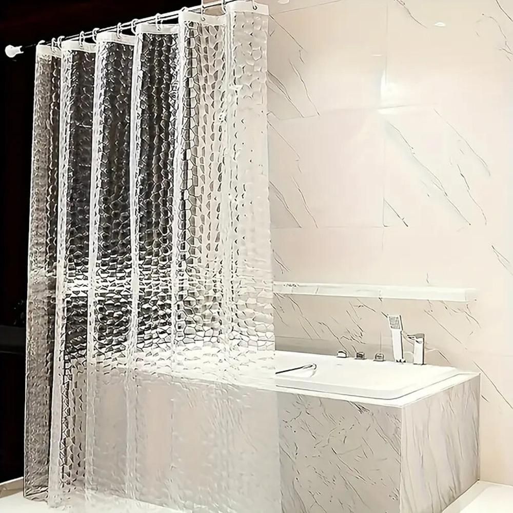PEVA Thickened Shower Curtain Liner 180x180cm with Rustproof Grommets and Hooks - Style 2