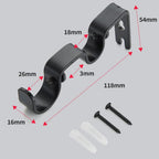 Retro Double Curtain Rod Bracket Strong Wall Mount for 1.8cm 2.6cm Rods - 1 Pack