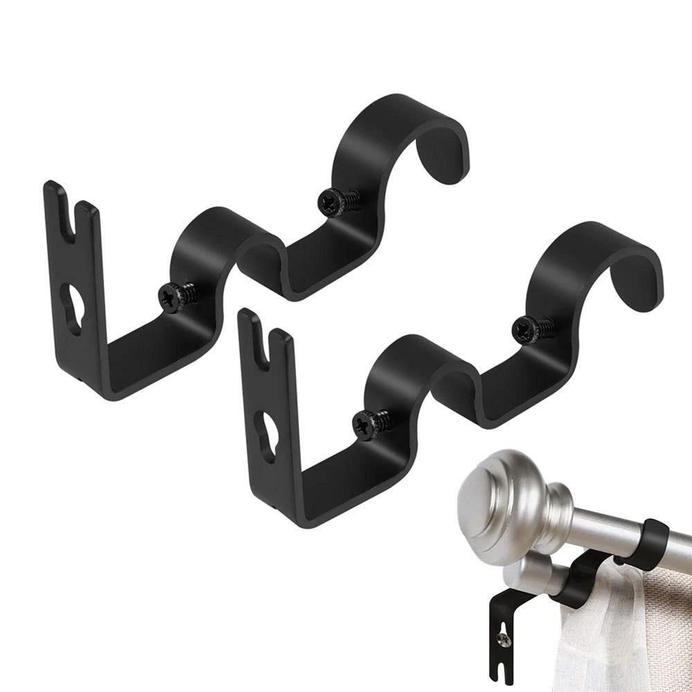 Retro Double Curtain Rod Bracket Strong Wall Mount for 1.8cm 2.6cm Rods - 1 Pack