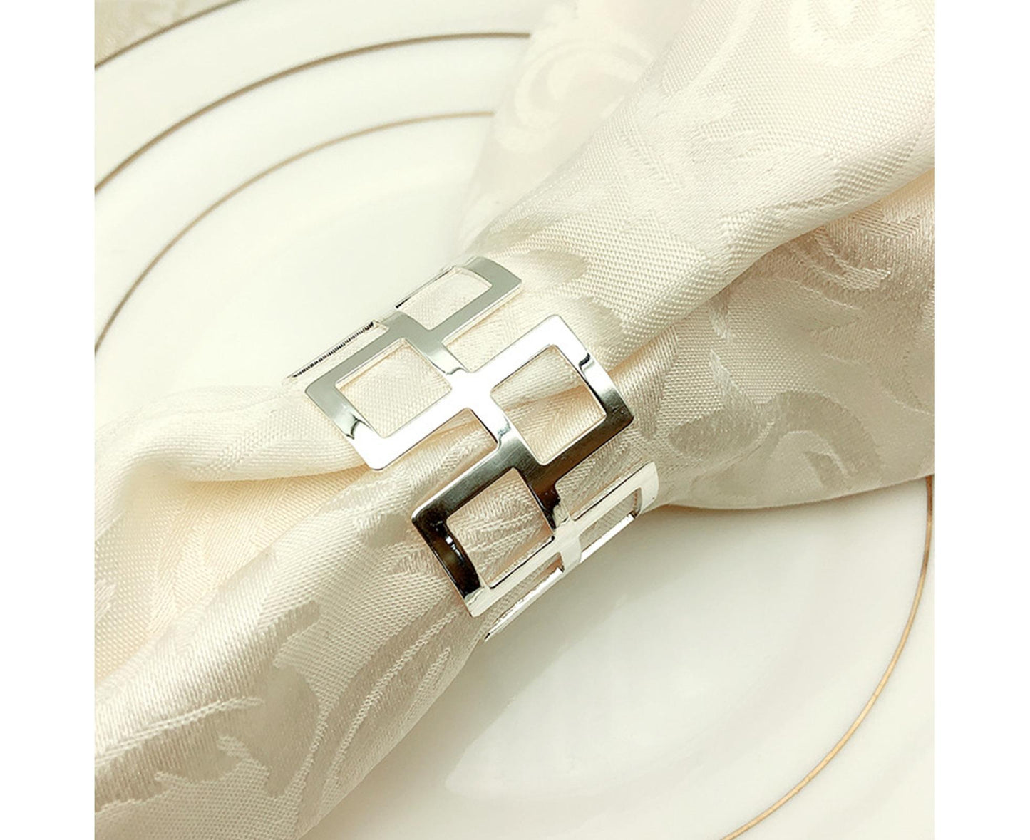 6Pcs Napkin Buckle Exquisite Elegant Fashion Table Decoration Napkin Rings for Kitchen-Silver