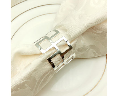 6Pcs Napkin Buckle Exquisite Elegant Fashion Table Decoration Napkin Rings for Kitchen-Silver