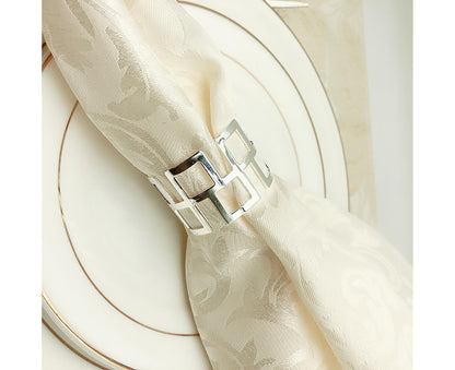 6Pcs Napkin Buckle Exquisite Elegant Fashion Table Decoration Napkin Rings for Kitchen-Silver