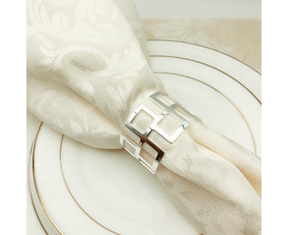 6Pcs Napkin Buckle Exquisite Elegant Fashion Table Decoration Napkin Rings for Kitchen-Silver