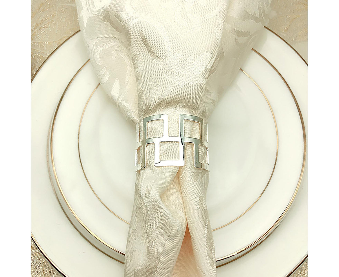 6Pcs Napkin Buckle Exquisite Elegant Fashion Table Decoration Napkin Rings for Kitchen-Silver