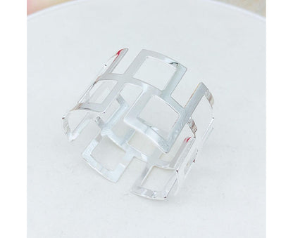 6Pcs Napkin Buckle Exquisite Elegant Fashion Table Decoration Napkin Rings for Kitchen-Silver