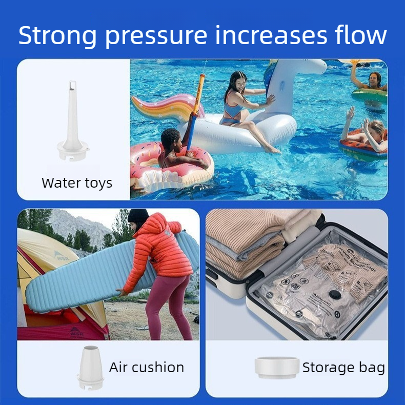 Outdoor Camping Digital Electric Air Pump, 5200mAh Built-in Battery, for Air Mattresses and Swim Rings - White