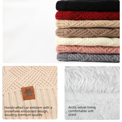 Women's Fashionable Winter 3-Piece Set: Knit Hat, Scarf, and Gloves.  A must-have for outdoor skiing and cycling - Red