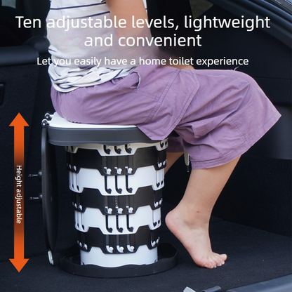 Outdoor Foldable Portable Toilet, Emergency Toilet Seat, Portable Camping Toilet Stool with Height Adjustment - Green
