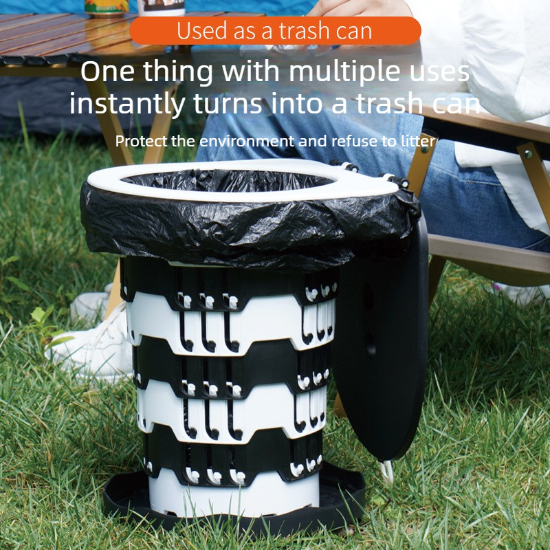 Outdoor Foldable Portable Toilet, Emergency Toilet Seat, Portable Camping Toilet Stool with Height Adjustment - Green