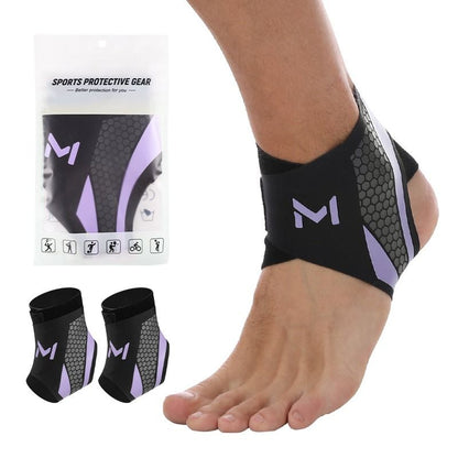 2-Pack Adjustable Compression Ankle Braces, Lightweight and Twist-Resistant - Purple