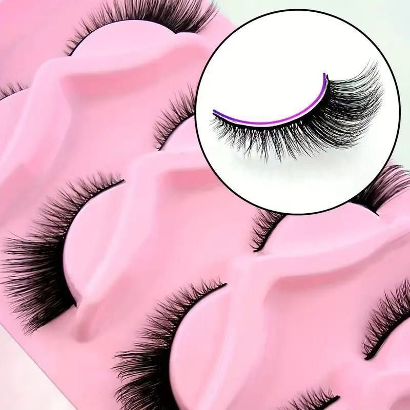 15-pair set of cat-eye false eyelashes with extended mink-style tips; thick and long