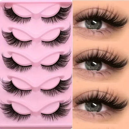 15-pair set of cat-eye false eyelashes with extended mink-style tips; thick and long