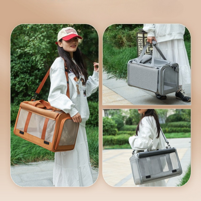 Multifunctional Pet Travel Bag: Large Capacity, Breathable, Portable, Handheld or Crossbody Pet Bag - Brown
