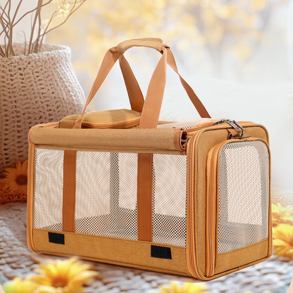 Multifunctional Pet Travel Bag: Large Capacity, Breathable, Portable, Handheld or Crossbody Pet Bag - Brown
