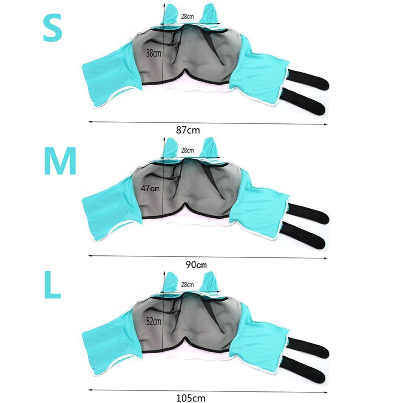 Breathable Horse Face Mask - Mosquito, Insect, and Fly Protection - Equestrian and Race Horse Head Cover - Blue - S