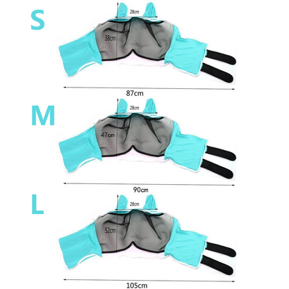 Breathable Horse Face Mask - Mosquito, Insect, and Fly Protection - Equestrian and Race Horse Head Cover - Blue - S