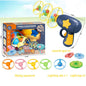 Bamboo Dragonfly Toy Gun Set with Glowing Frisbee Spinner - Outdoor Parent-Child Interactive Toy - Blue