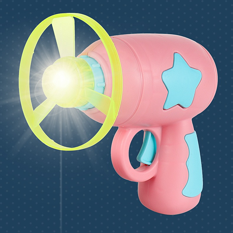 Bamboo Dragonfly Toy Gun Set with Glowing Frisbee Spinner - Outdoor Parent-Child Interactive Toy - Blue