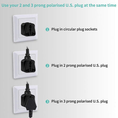 US to UK Power Plug Adapter, UROPHYLLA Type G Outlet Travel Power Adapter Plug for UK, Ireland, London, Hong Kong, Scotland, England, Dublin, Singapore - 3 Pack & Grounded 2 in 1 [Black]