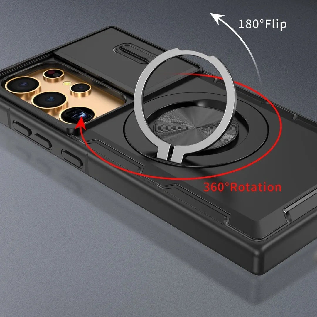 2-in-1 Magnetic Sliding Lens Case, Black for Samsung S24Ultra