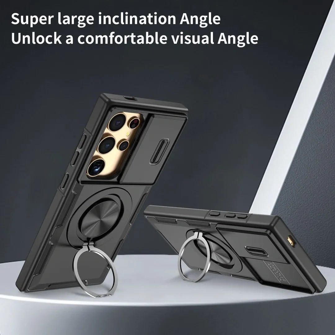 2-in-1 Magnetic Sliding Lens Case, Black for Samsung S24Ultra