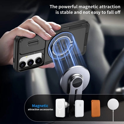 2-in-1 Magnetic Sliding Lens Case, Black for Samsung S25