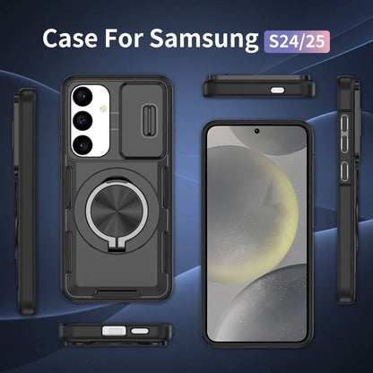 2-in-1 Magnetic Sliding Lens Case, Black for Samsung S25