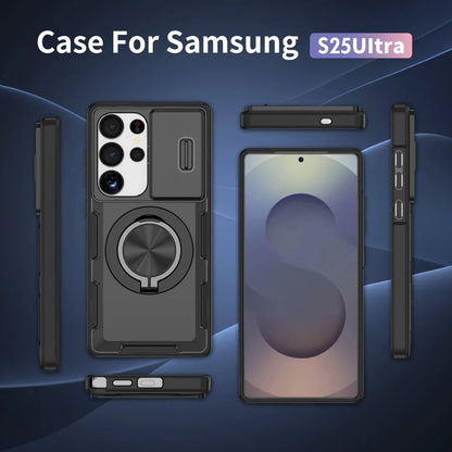 2-in-1 Magnetic Sliding Lens Case, Black for Samsung S25Ultra