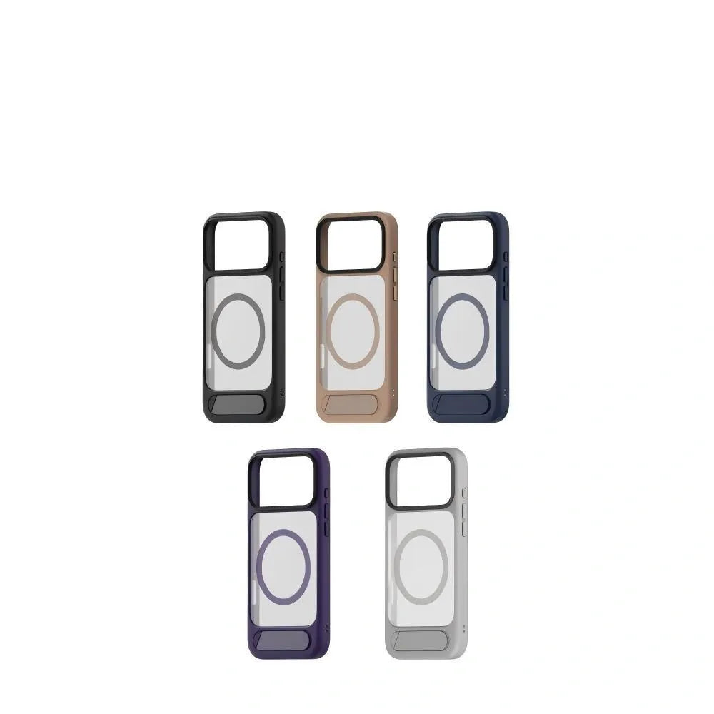 MagSafe Case for iPhone 17 - Grey Matte Shockproof Cover with Hidden Kickstand